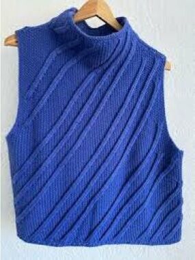 Zara Cobalt Blue Sleeveless Turtleneck Knit Vest